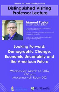Distinguished Visiting Professor lecture flyer with Manuel Pastor