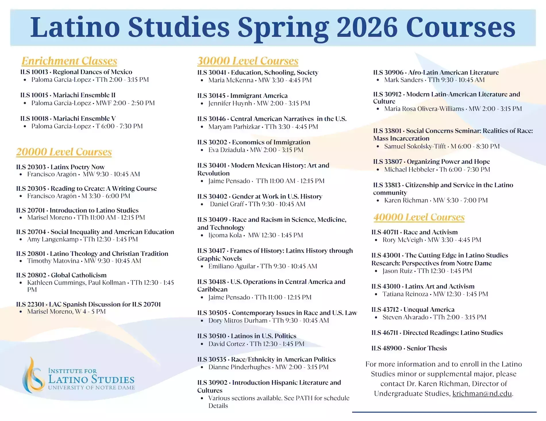 Latino Studies Spring 2026 Courses